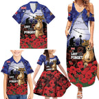 ANZAC Day Family Matching Summer Maxi Dress and Hawaiian Shirt Lest We Forget