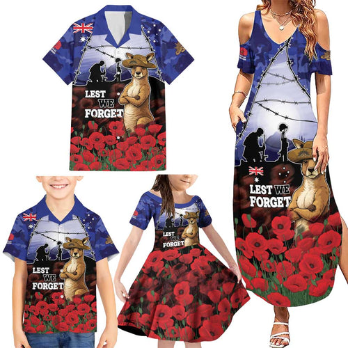 ANZAC Day Family Matching Summer Maxi Dress and Hawaiian Shirt Lest We Forget