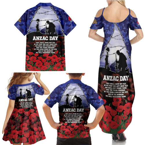 ANZAC Day Family Matching Summer Maxi Dress and Hawaiian Shirt Lest We Forget