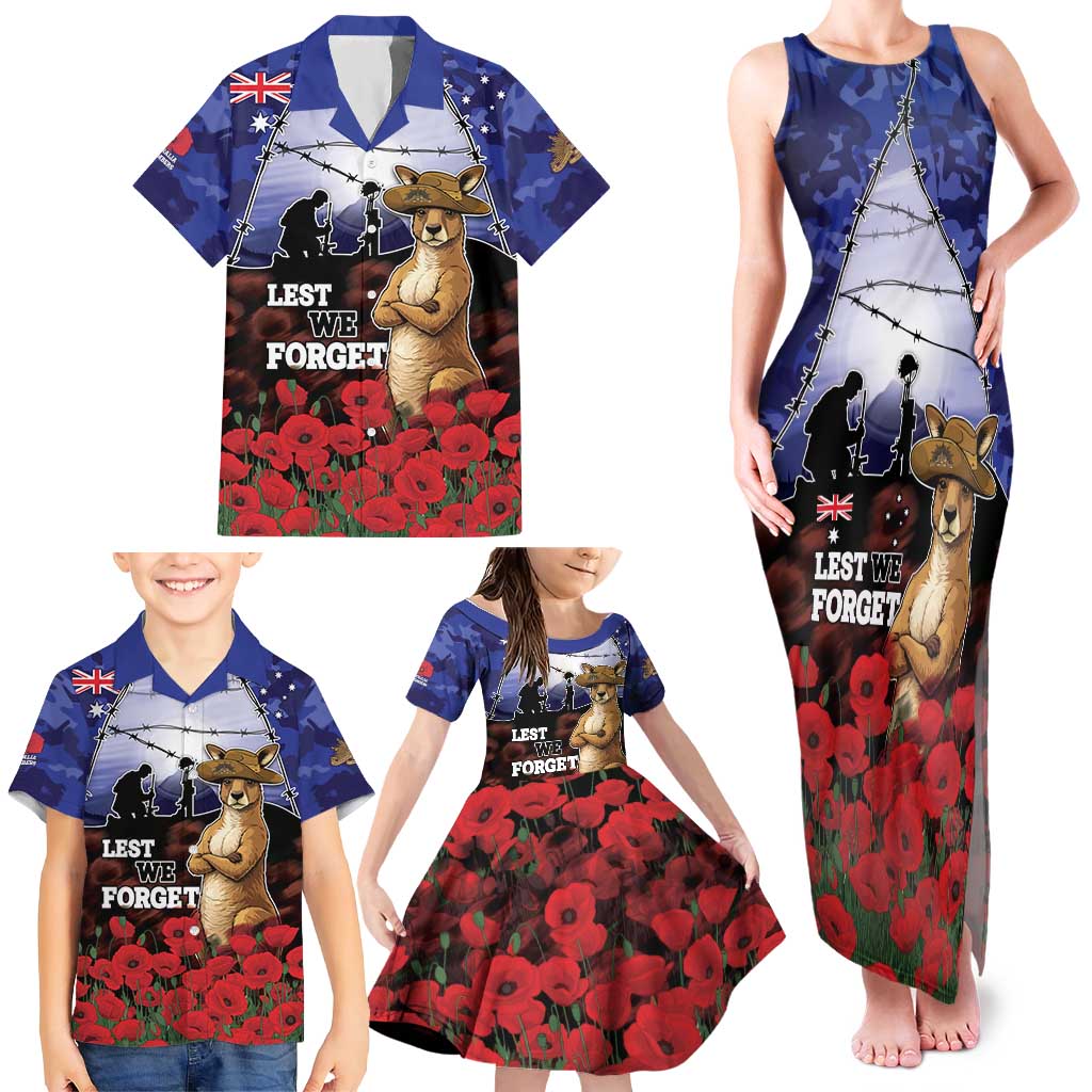 ANZAC Day Family Matching Tank Maxi Dress and Hawaiian Shirt Lest We Forget
