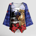 ANZAC Day Kimono Sleeve Blouse Lest We Forget