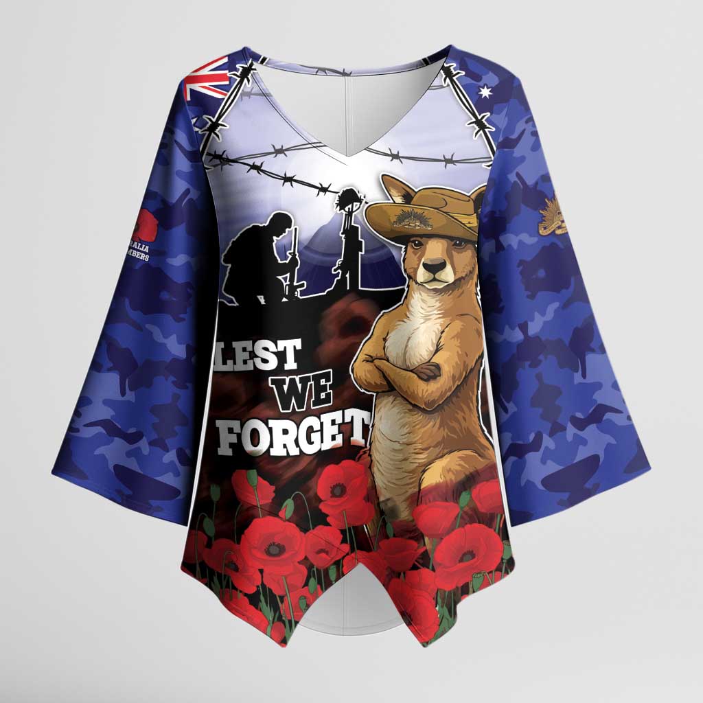 ANZAC Day Kimono Sleeve Blouse Lest We Forget