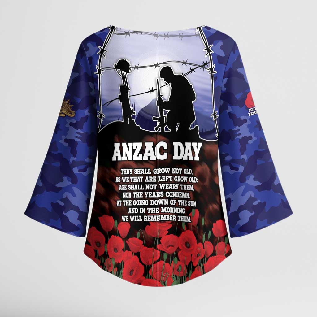 ANZAC Day Kimono Sleeve Blouse Lest We Forget
