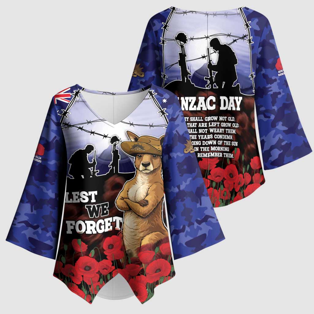 ANZAC Day Kimono Sleeve Blouse Lest We Forget