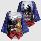 ANZAC Day Kimono Sleeve Blouse Lest We Forget
