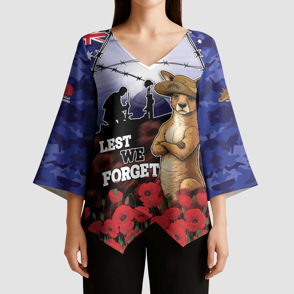 ANZAC Day Kimono Sleeve Blouse Lest We Forget