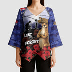 ANZAC Day Kimono Sleeve Blouse Lest We Forget