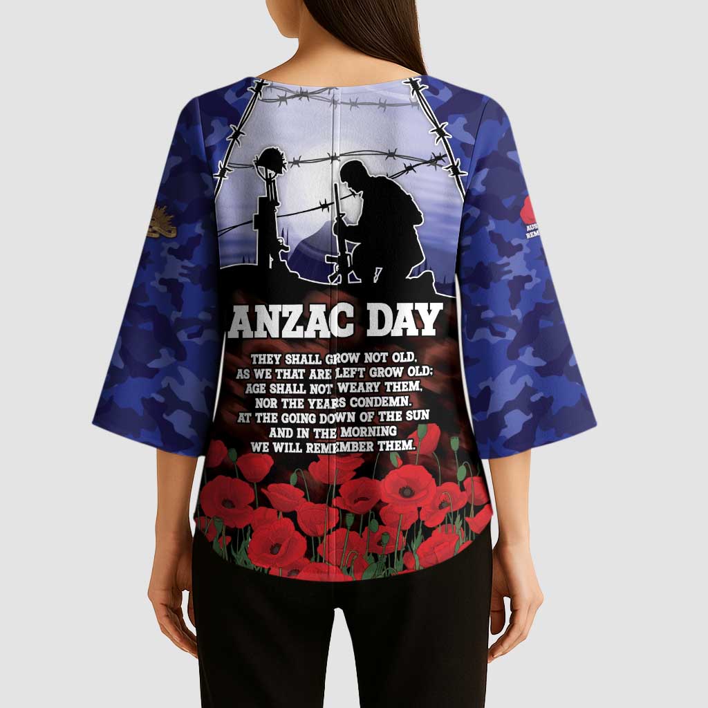 ANZAC Day Kimono Sleeve Blouse Lest We Forget