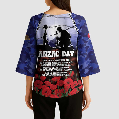 ANZAC Day Kimono Sleeve Blouse Lest We Forget