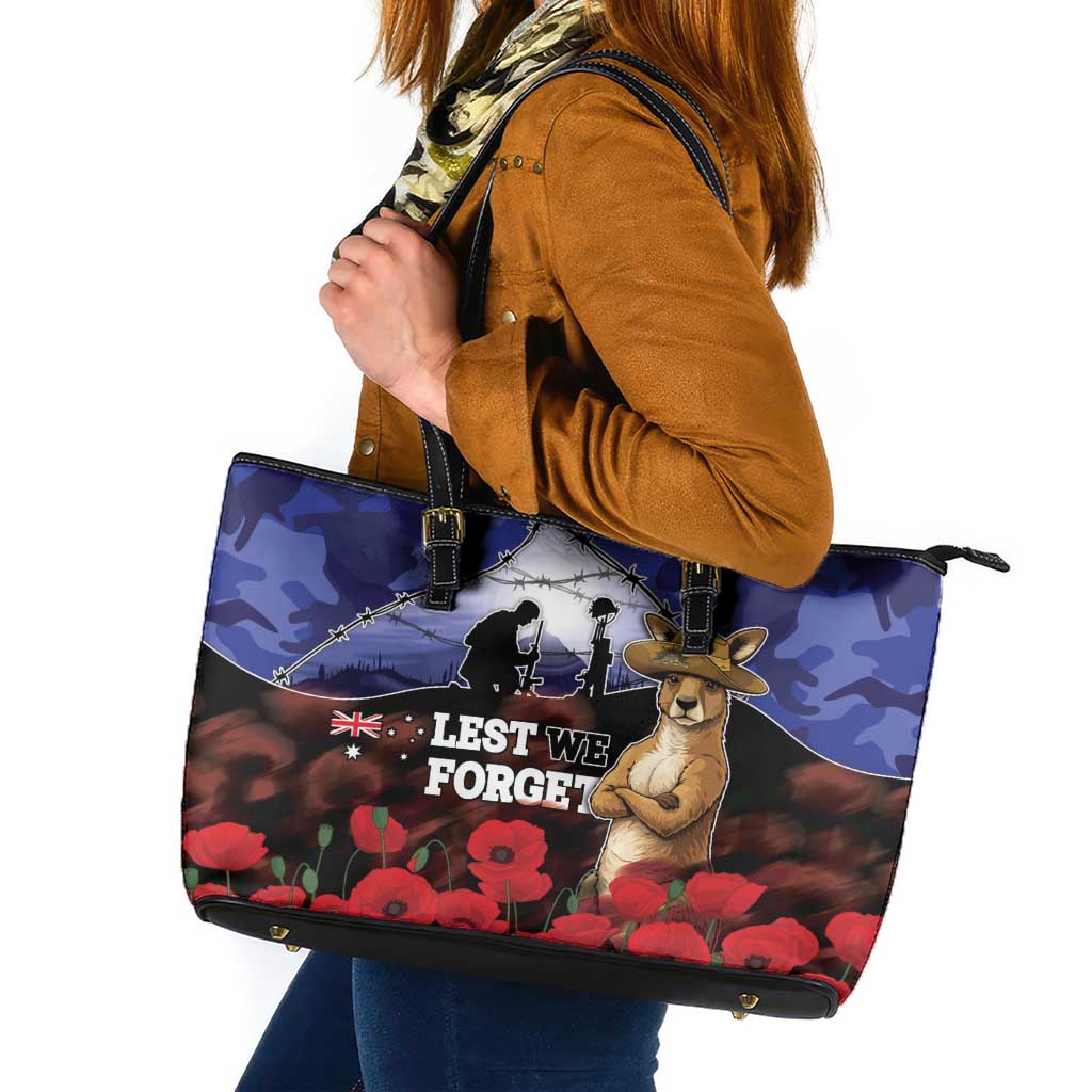 ANZAC Day Leather Tote Bag Lest We Forget
