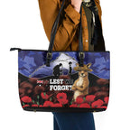 ANZAC Day Leather Tote Bag Lest We Forget
