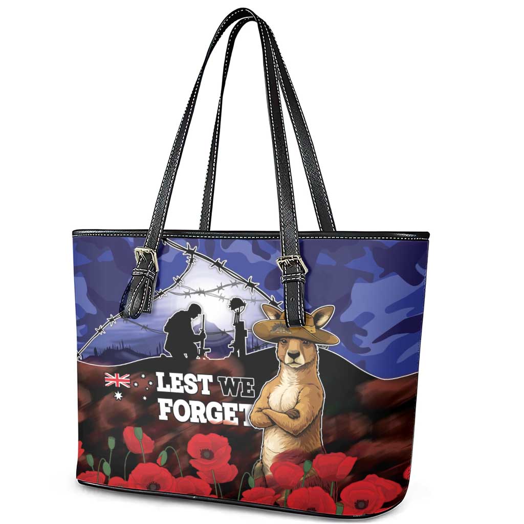 ANZAC Day Leather Tote Bag Lest We Forget