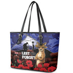 ANZAC Day Leather Tote Bag Lest We Forget