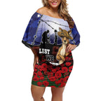 ANZAC Day Off Shoulder Short Dress Lest We Forget