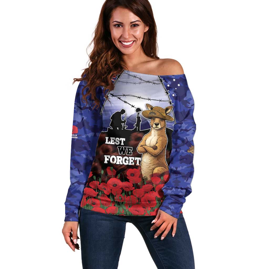 ANZAC Day Off Shoulder Sweater Lest We Forget
