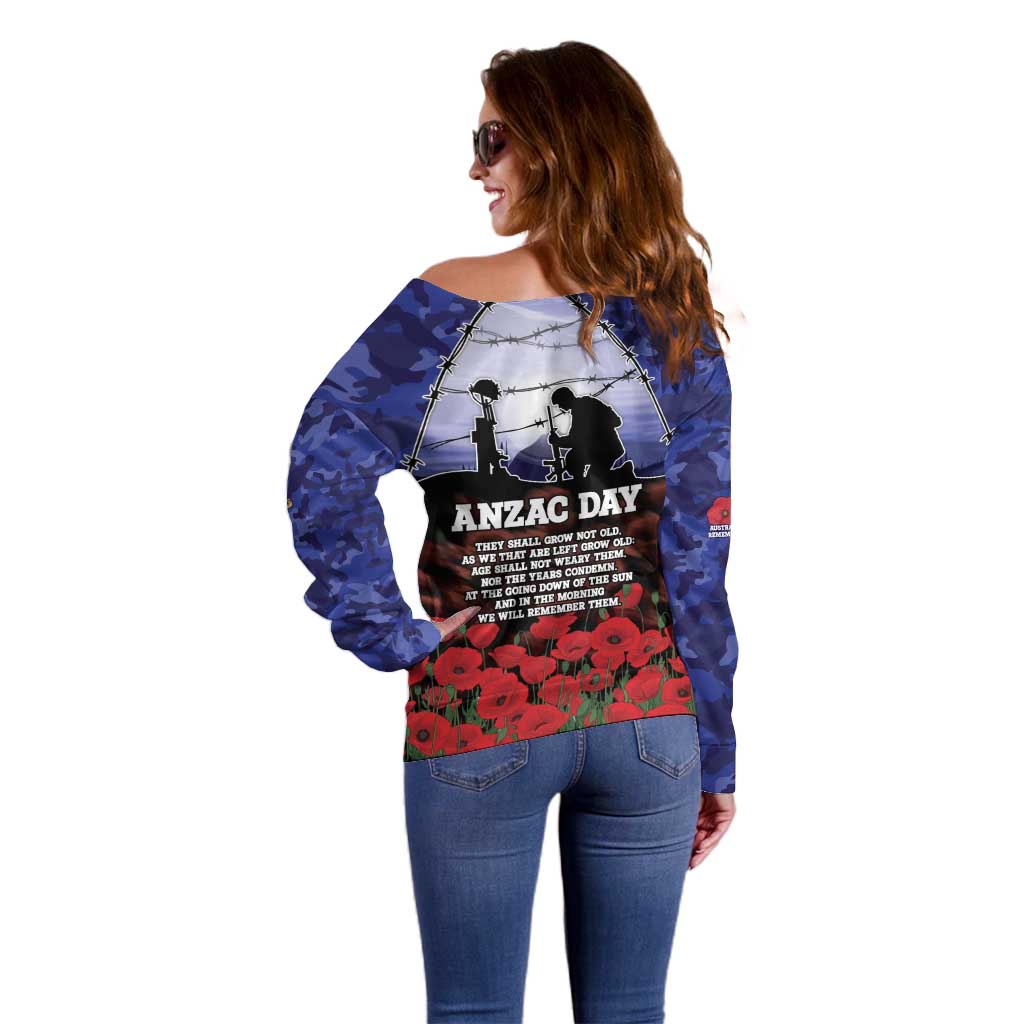 ANZAC Day Off Shoulder Sweater Lest We Forget