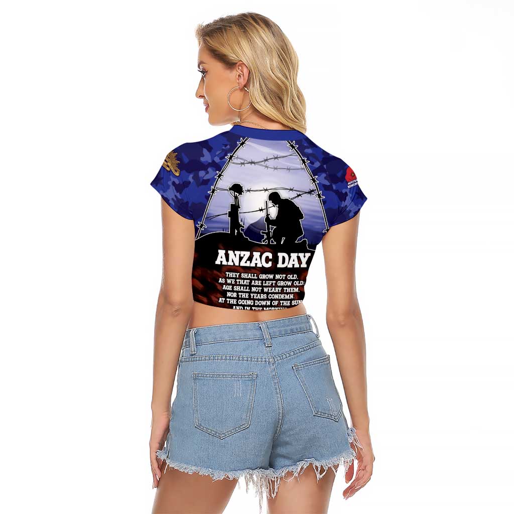 ANZAC Day Raglan Cropped T Shirt Lest We Forget