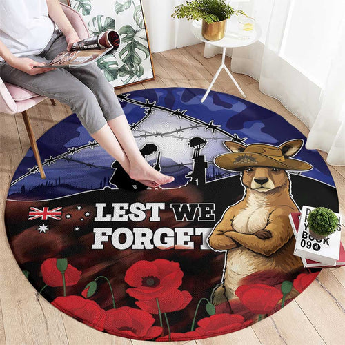 ANZAC Day Round Carpet Lest We Forget