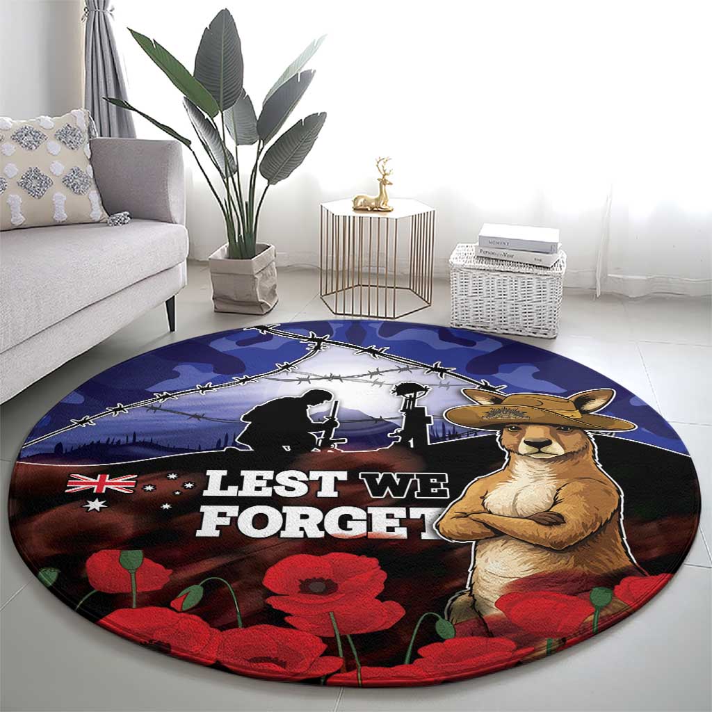 ANZAC Day Round Carpet Lest We Forget