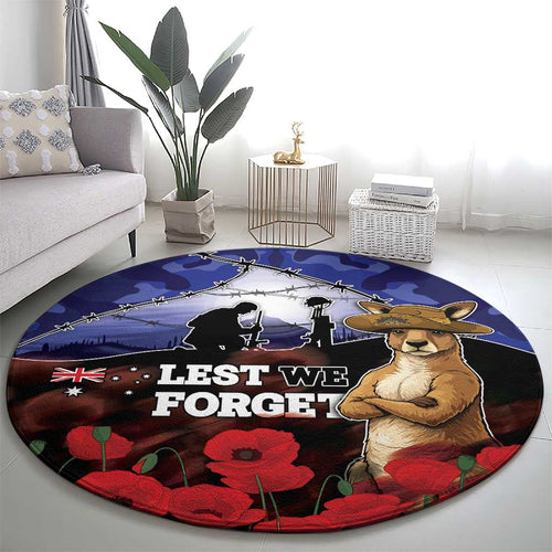 ANZAC Day Round Carpet Lest We Forget