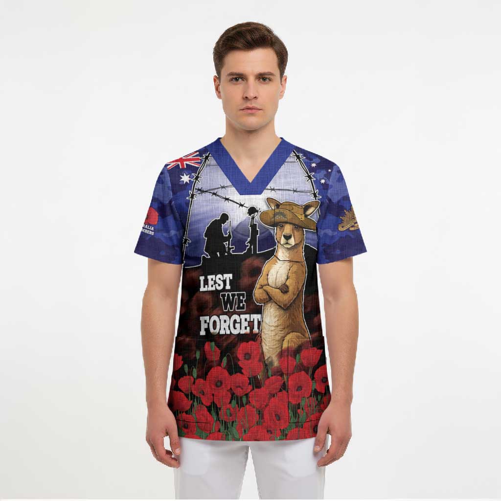 ANZAC Day Scrub Top Lest We Forget