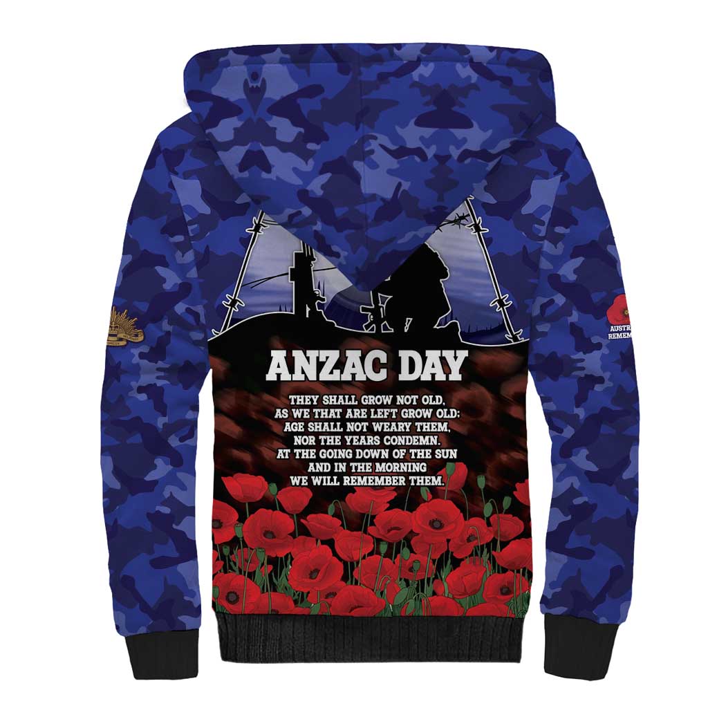 ANZAC Day Sherpa Hoodie Lest We Forget