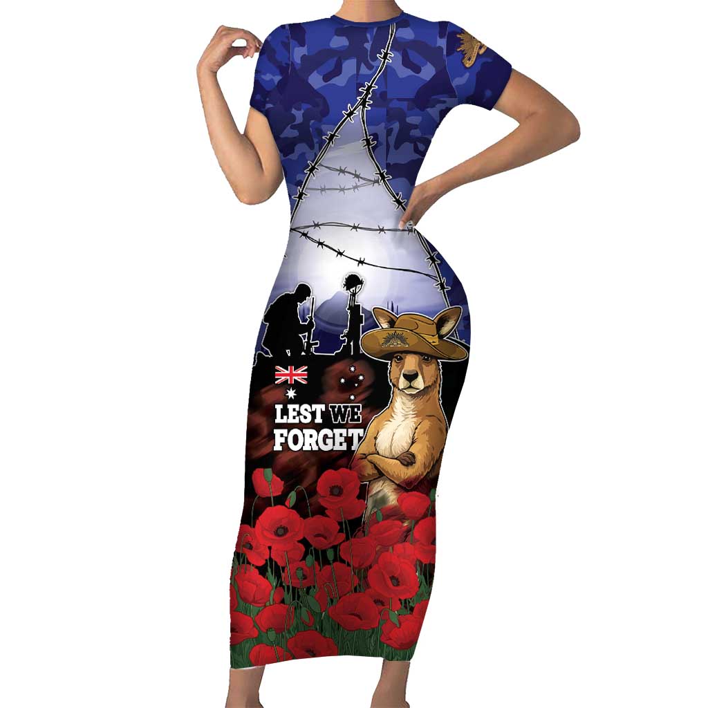 ANZAC Day Short Sleeve Bodycon Dress Lest We Forget