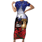 ANZAC Day Short Sleeve Bodycon Dress Lest We Forget