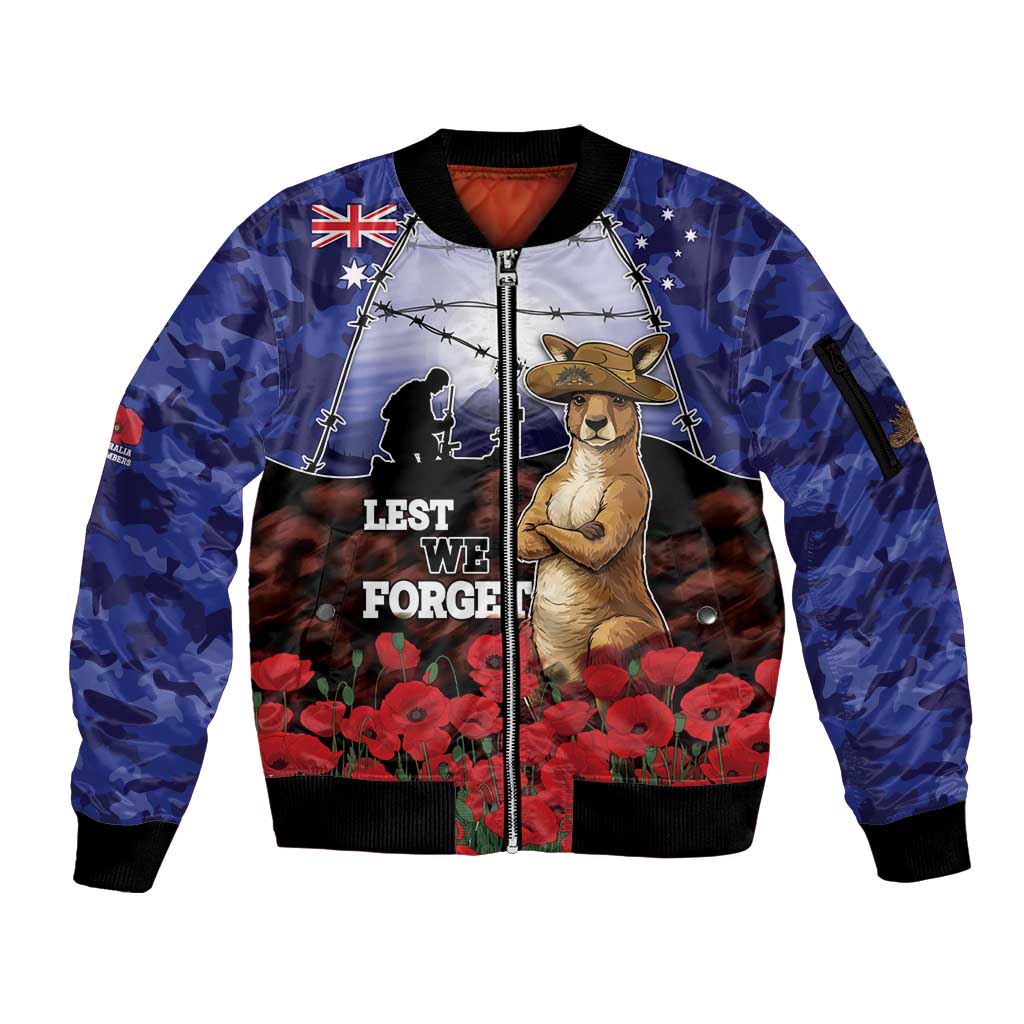 ANZAC Day Sleeve Zip Bomber Jacket Lest We Forget
