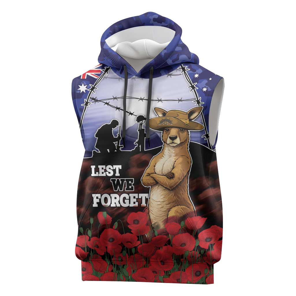 ANZAC Day Sleeveless Hoodie Lest We Forget