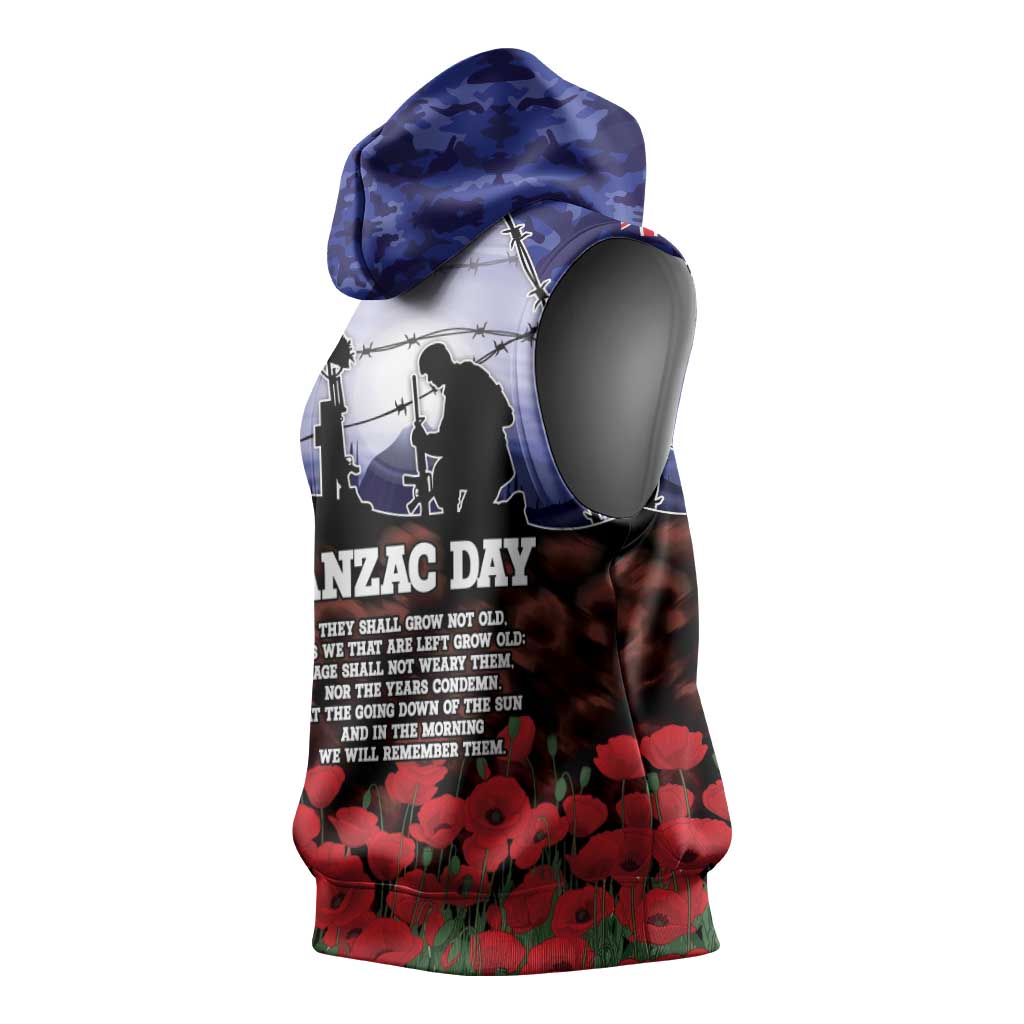 ANZAC Day Sleeveless Hoodie Lest We Forget