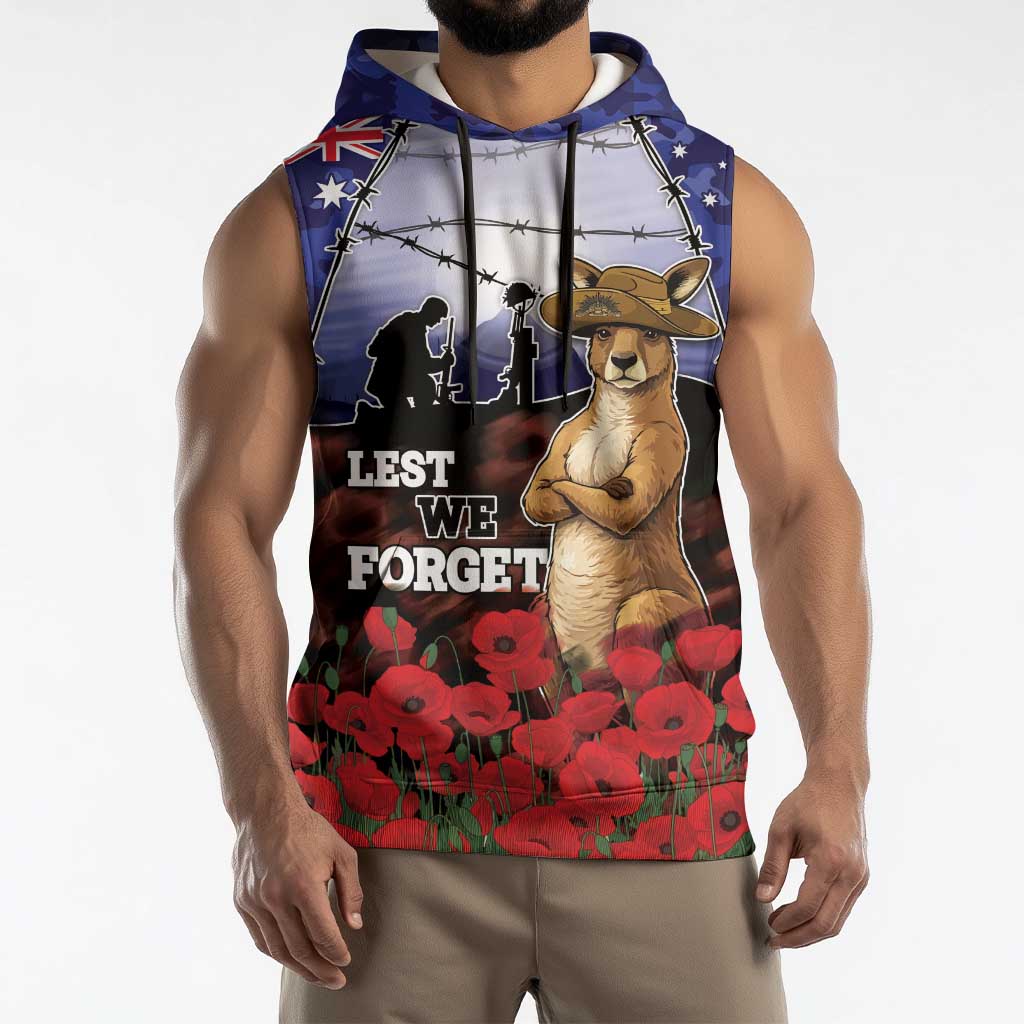 ANZAC Day Sleeveless Hoodie Lest We Forget