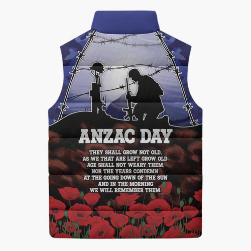 ANZAC Day Sleeveless Puffer Jacket Lest We Forget