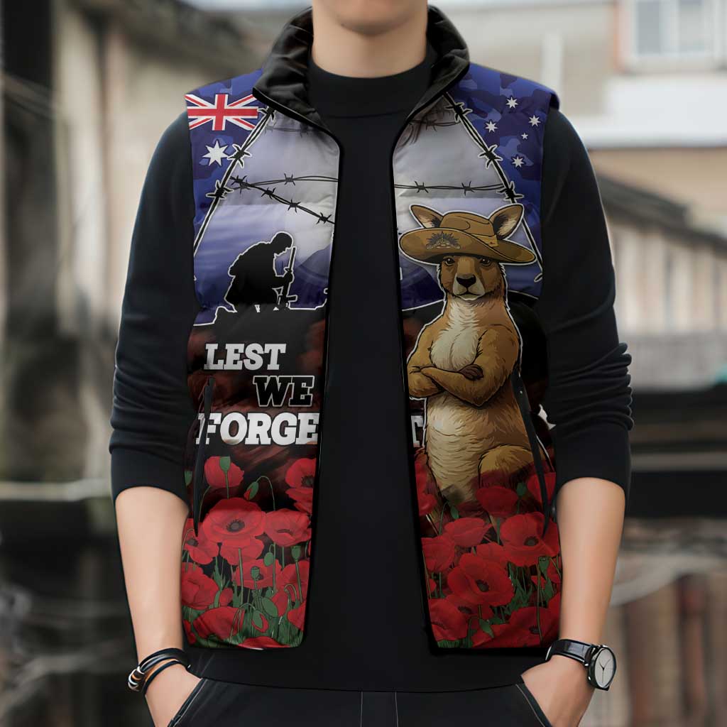 ANZAC Day Sleeveless Puffer Jacket Lest We Forget