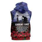 ANZAC Day Sleeveless Zip Hoodie Lest We Forget