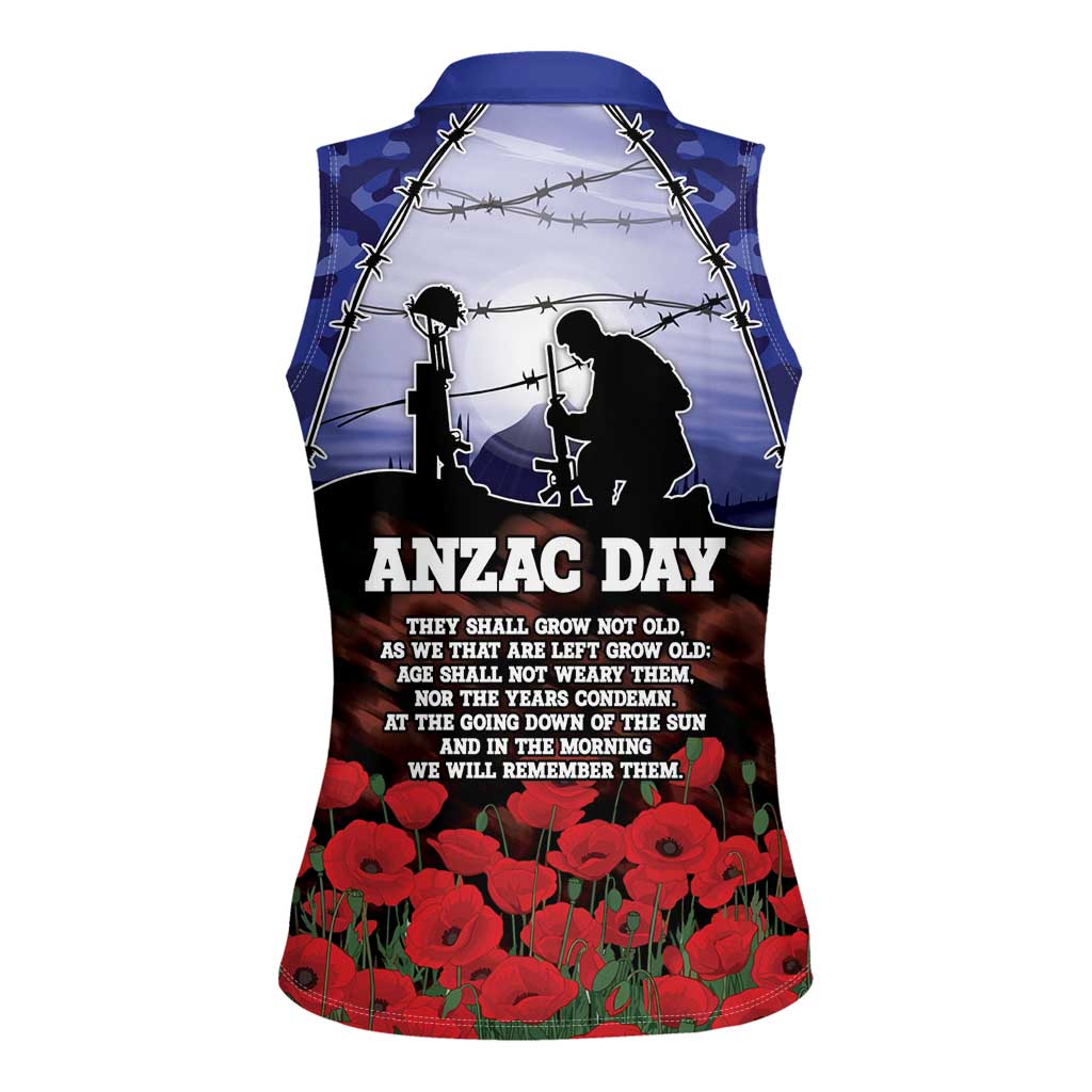 ANZAC Day Women Sleeveless Polo Shirt Lest We Forget