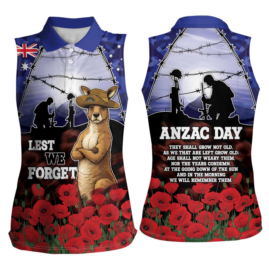 ANZAC Day Women Sleeveless Polo Shirt Lest We Forget