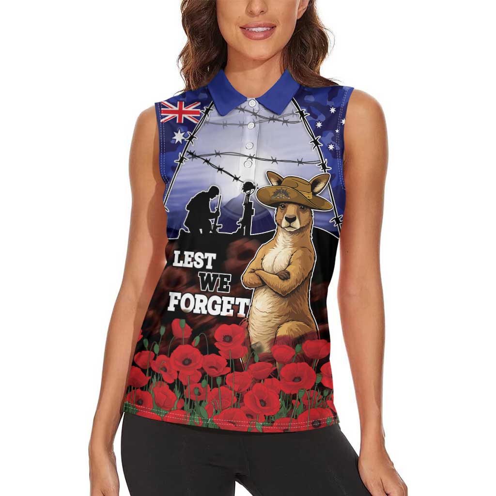 ANZAC Day Women Sleeveless Polo Shirt Lest We Forget