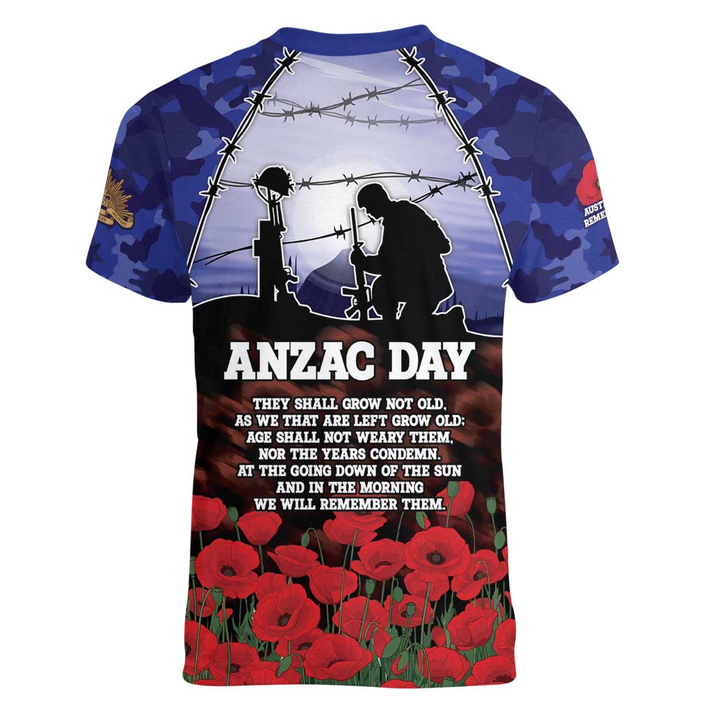ANZAC Day Women V-Neck T-Shirt Lest We Forget
