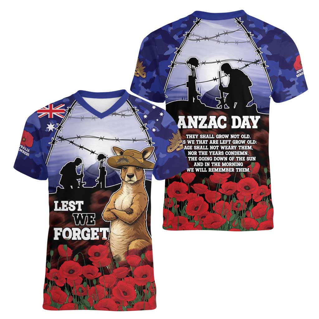 ANZAC Day Women V-Neck T-Shirt Lest We Forget