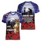 ANZAC Day Women V-Neck T-Shirt Lest We Forget
