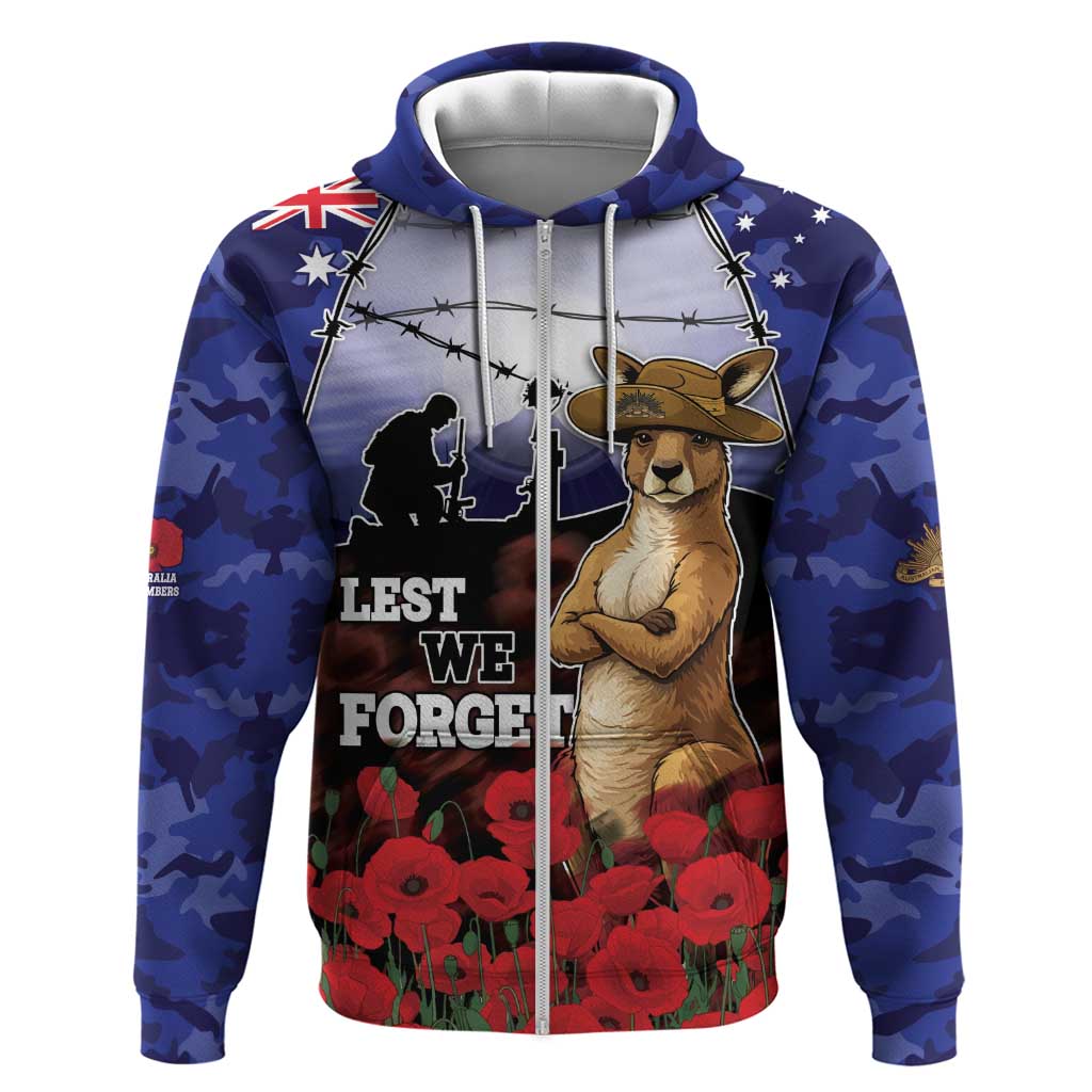 ANZAC Day Zip Hoodie Lest We Forget