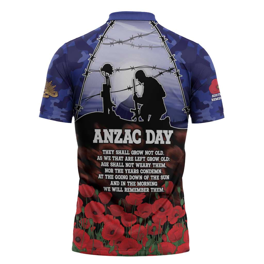 ANZAC Day Zipper Polo Shirt Lest We Forget