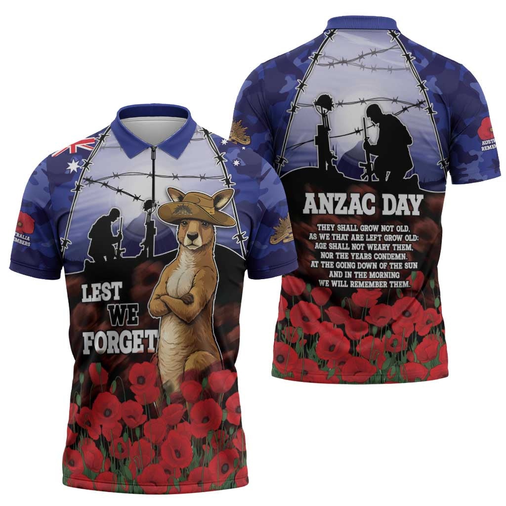 ANZAC Day Zipper Polo Shirt Lest We Forget