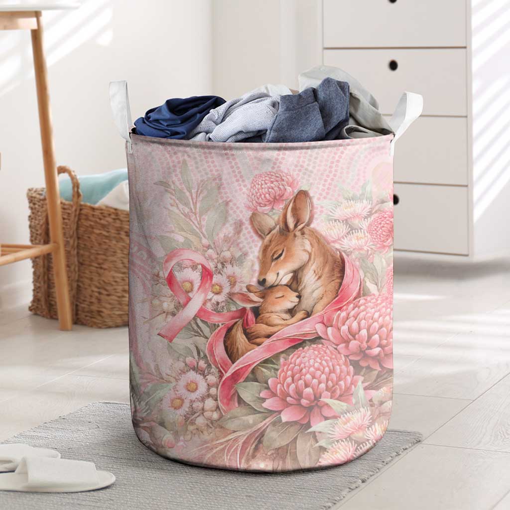 Breast Cancer Awareness Laundry Basket Mother Kangaroo And Ribbon Hope