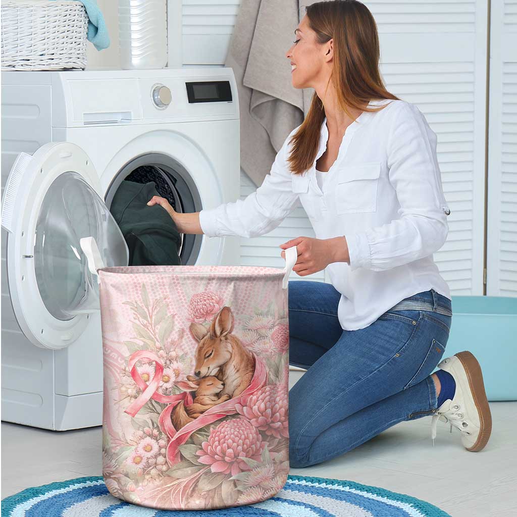 Breast Cancer Awareness Laundry Basket Mother Kangaroo And Ribbon Hope