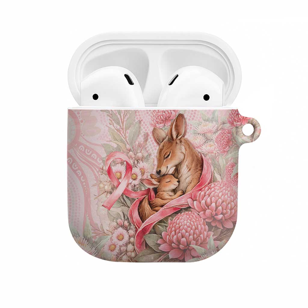 Breast Cancer Awareness AirPods Case Mother Kangaroo And Ribbon Hope