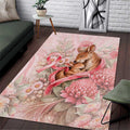 Breast Cancer Awareness Area Rug Mother Kangaroo And Ribbon Hope