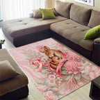 Breast Cancer Awareness Area Rug Mother Kangaroo And Ribbon Hope
