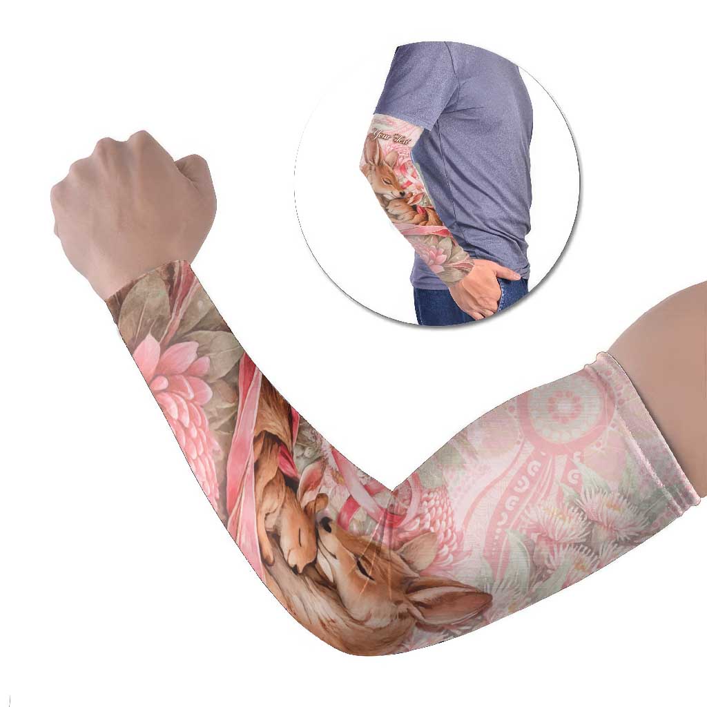 Personalised Breast Cancer Awareness Arm Sleeves Mother Kangaroo And Ribbon Hope